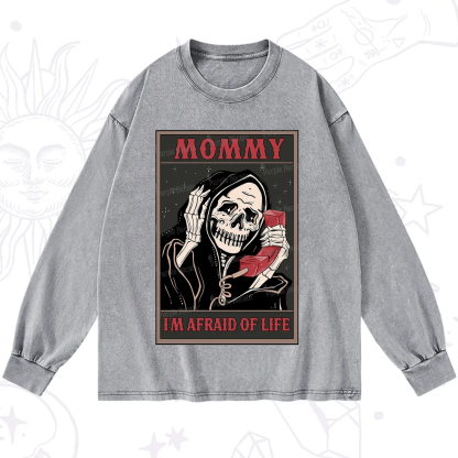 Purplehecate The Mommy I'm Afraid Of Life Oracle Card Washed Long Sleeve Shirt