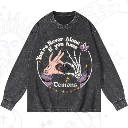 Purplehecate You're Never Alone If You Have Demons Washed Long Sleeve Shirt