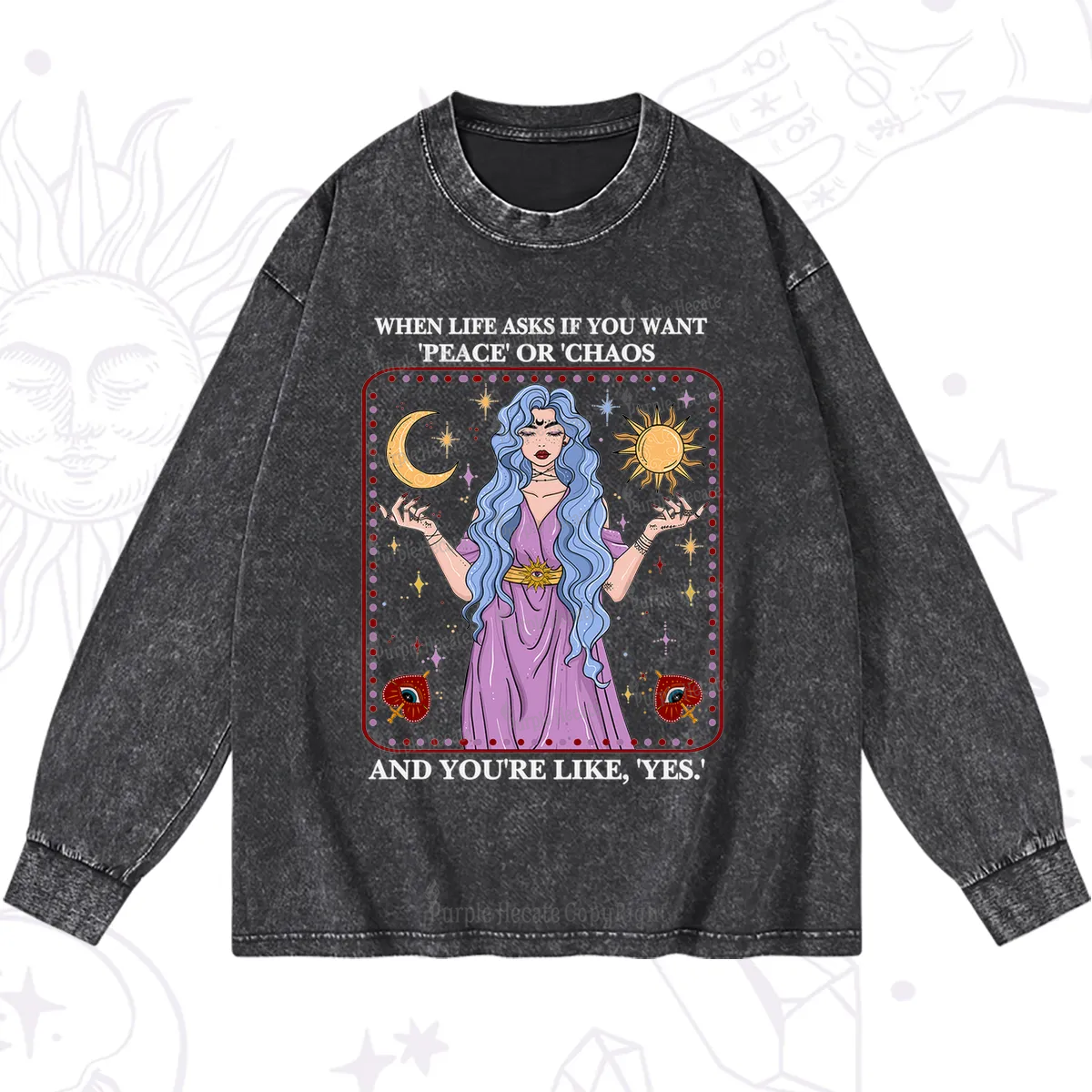 Purplehecate Peace Or Chaos Washed Long Sleeve Shirt
