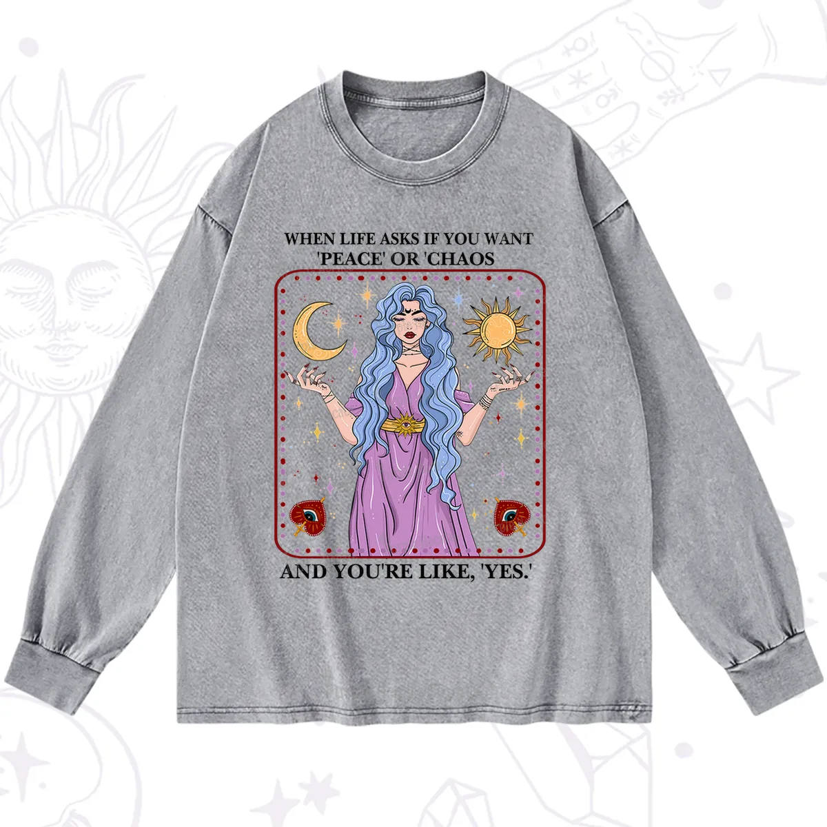 Purplehecate Peace Or Chaos Washed Long Sleeve Shirt