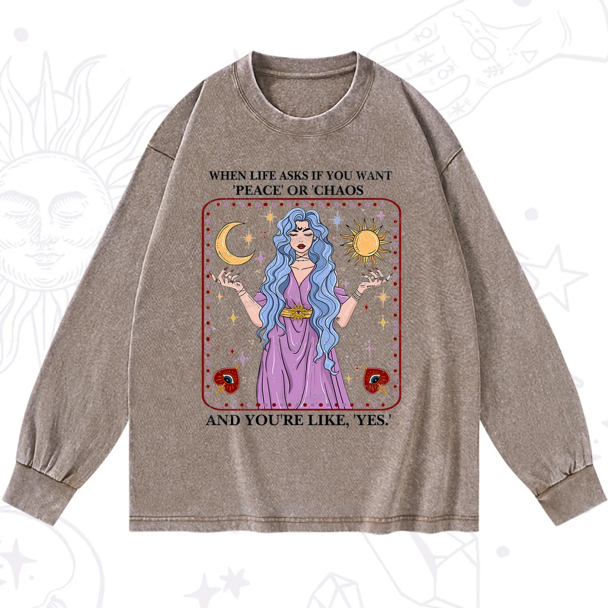 Purplehecate Peace Or Chaos Washed Long Sleeve Shirt