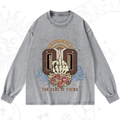 Purplehecate The Zero of Fucks No Apologies Washed Long Sleeve Shirt