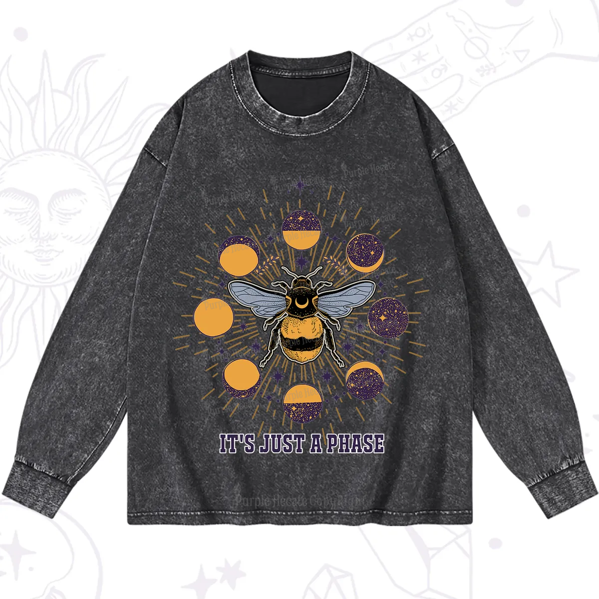 Purplehecate It's Just a Moon Bee Phase Washed Long Sleeve Shirt