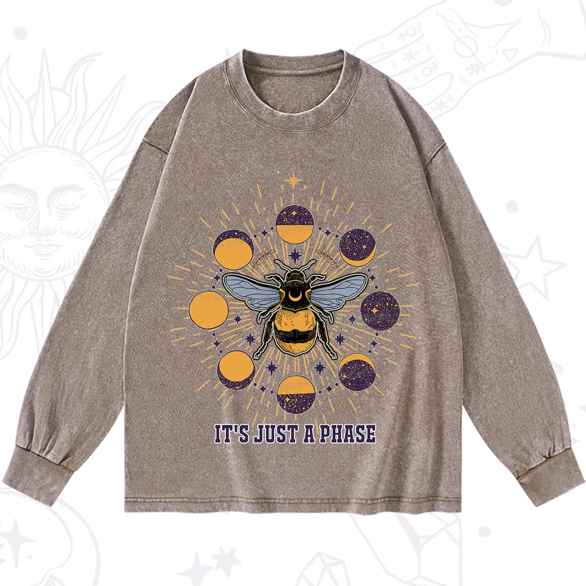 Purplehecate It's Just a Moon Bee Phase Washed Long Sleeve Shirt