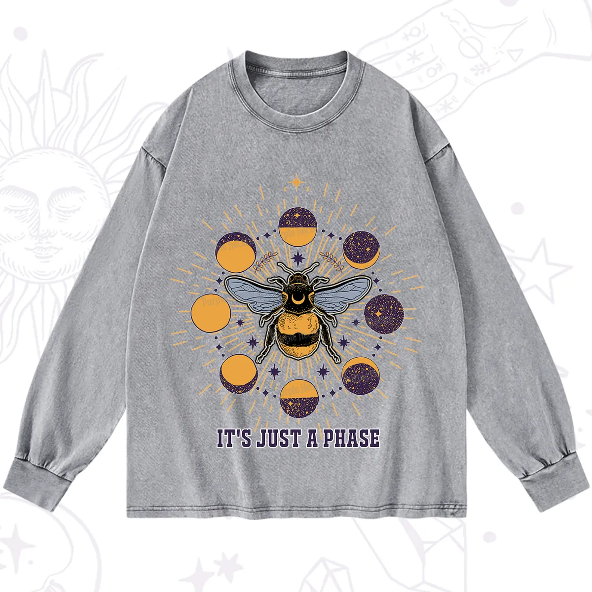 Purplehecate It's Just a Moon Bee Phase Washed Long Sleeve Shirt