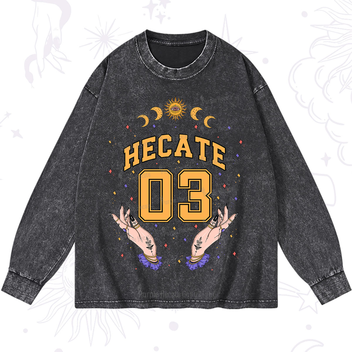 Purplehecate Hecate Moonlight Sorcery Washed Long Sleeve Shirt