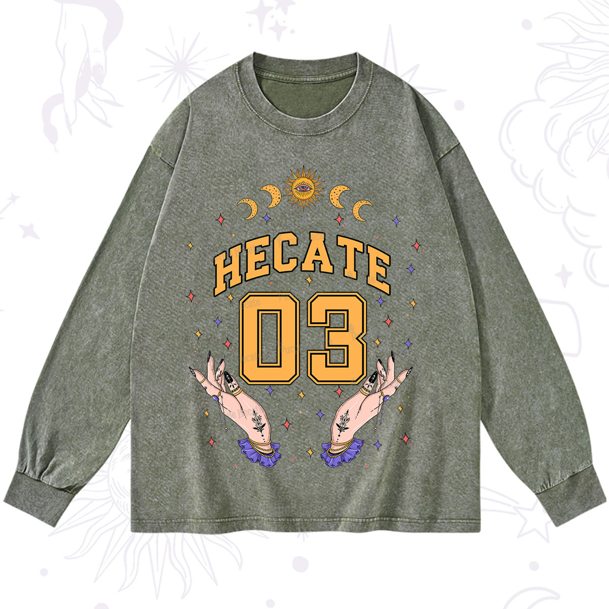 Purplehecate Hecate Moonlight Sorcery Washed Long Sleeve Shirt