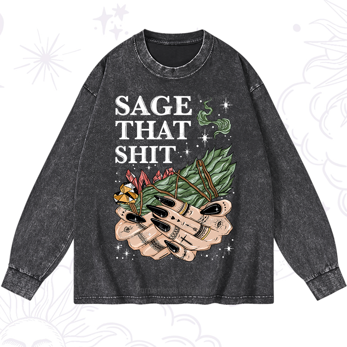 Purplehecate Smudge That Shit Washed Long Sleeve Shirt