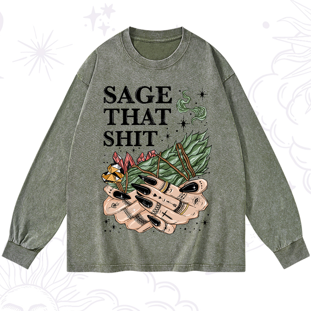 Purplehecate Smudge That Shit Washed Long Sleeve Shirt