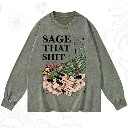 Purplehecate Smudge That Shit Washed Long Sleeve Shirt