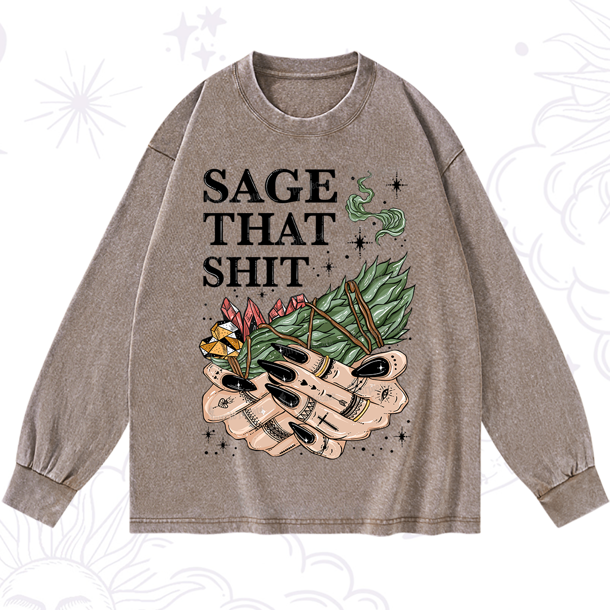 Purplehecate Smudge That Shit Washed Long Sleeve Shirt