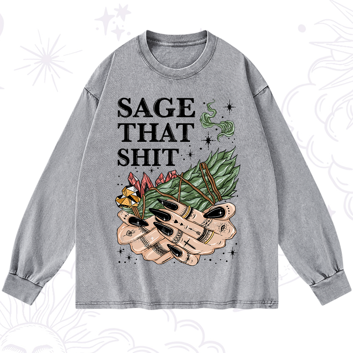 Purplehecate Smudge That Shit Washed Long Sleeve Shirt