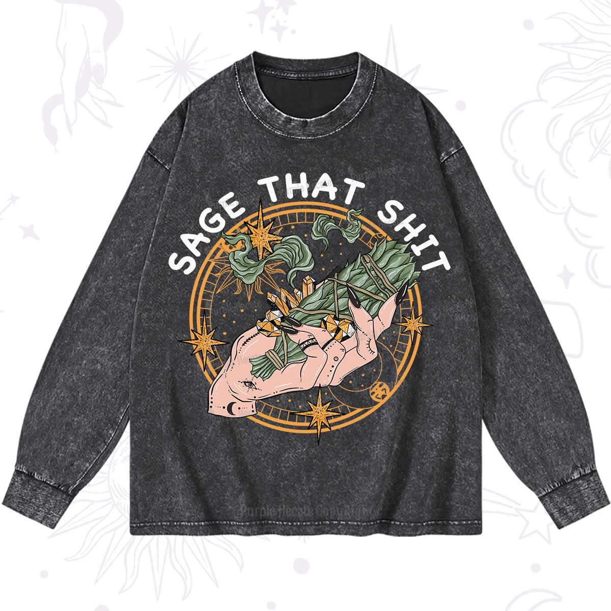 Purplehecate Smudge That Shit Washed Long Sleeve Shirt