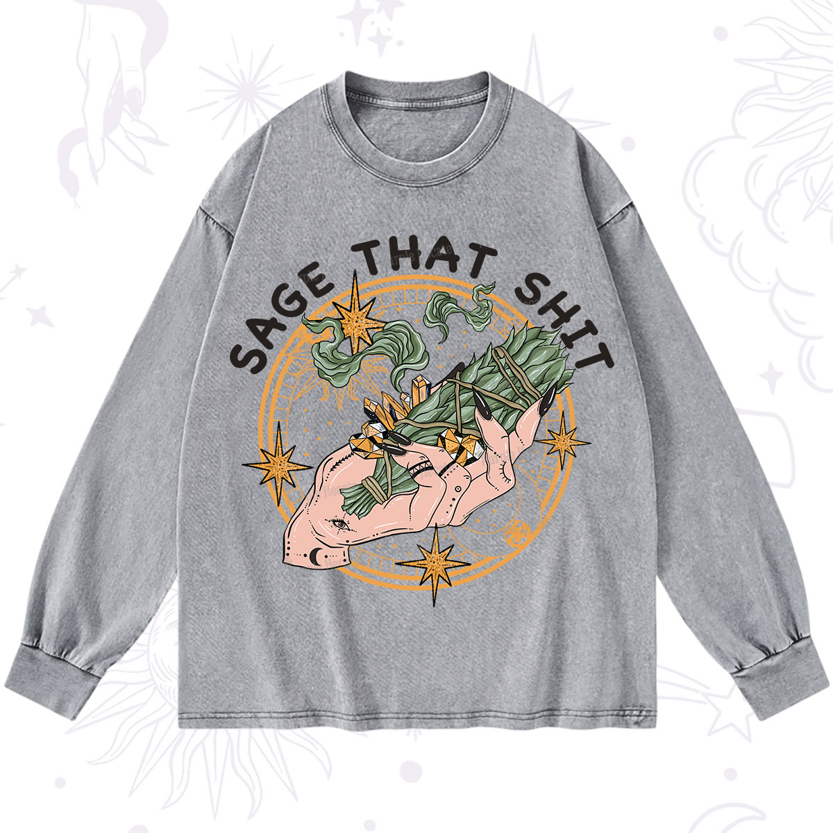 Purplehecate Smudge That Shit Washed Long Sleeve Shirt