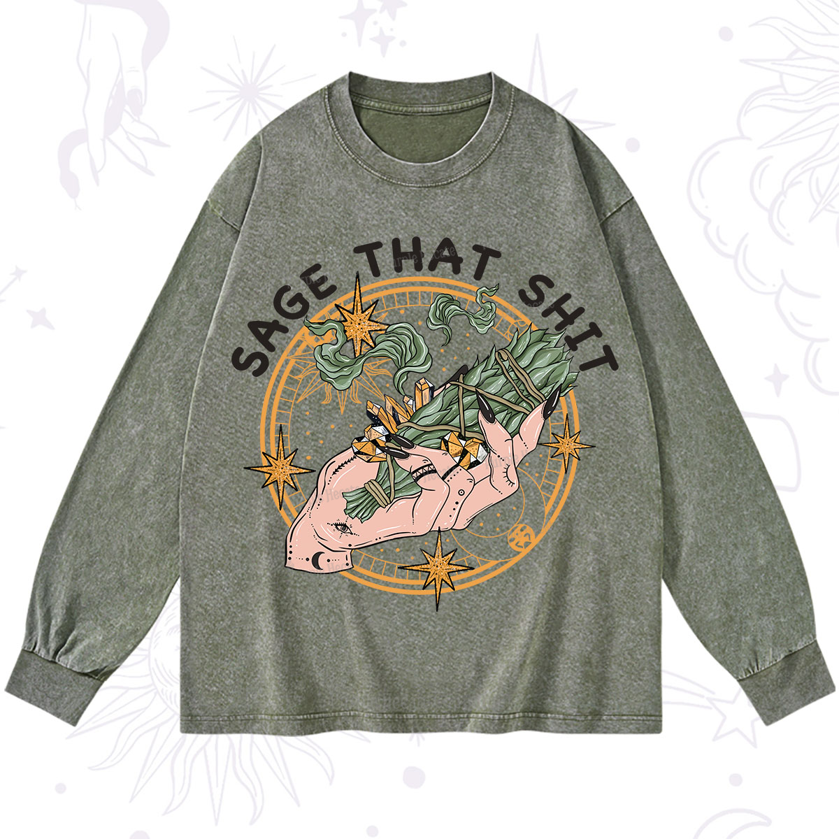 Purplehecate Smudge That Shit Washed Long Sleeve Shirt