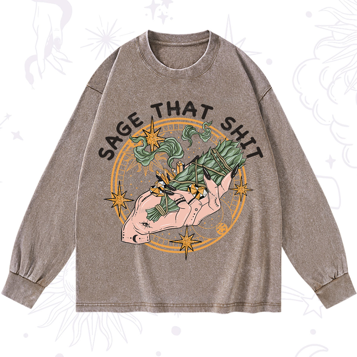 Purplehecate Smudge That Shit Washed Long Sleeve Shirt