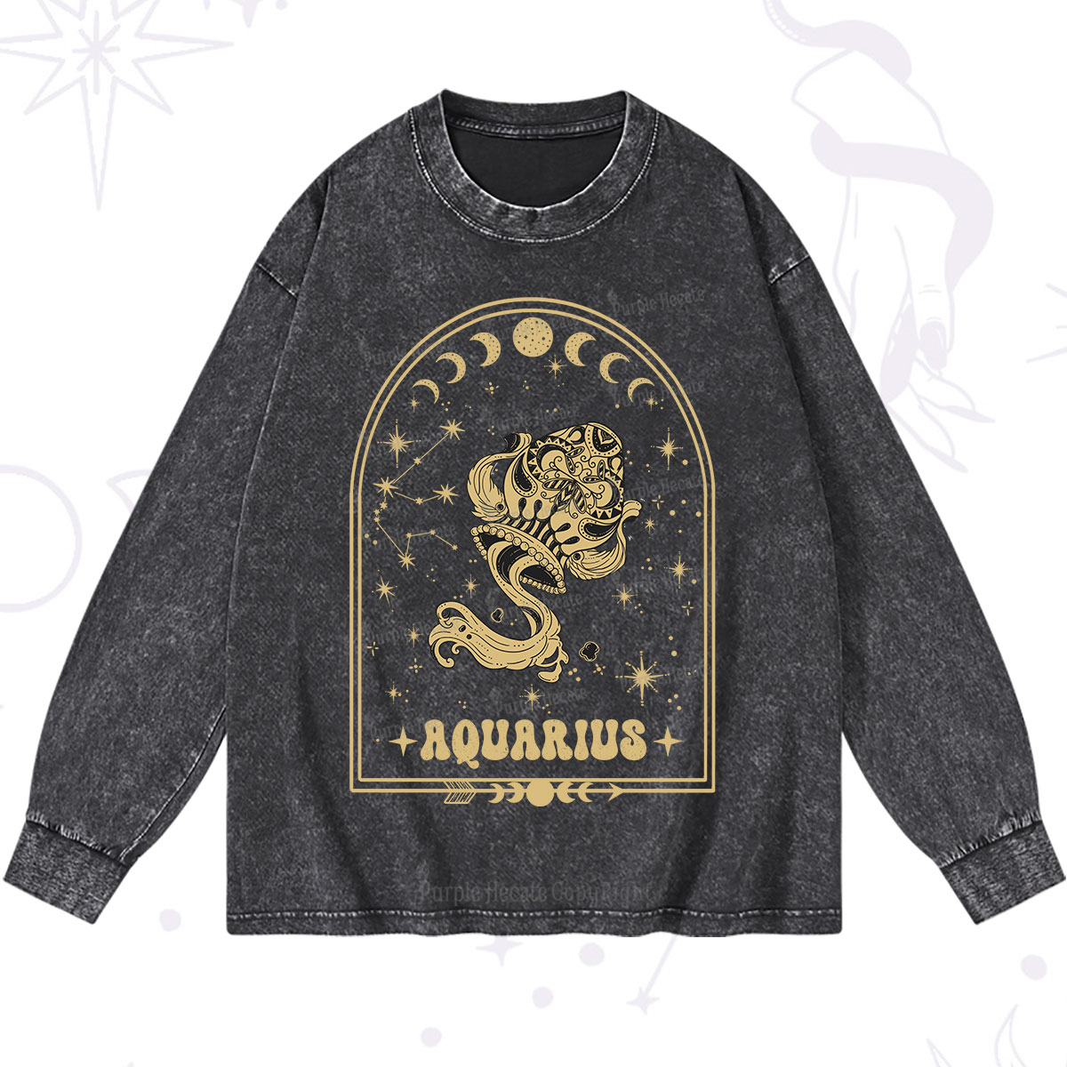 Purplehecate Zodiac Aquarius Under the Stars Washed Long Sleeve Shirt