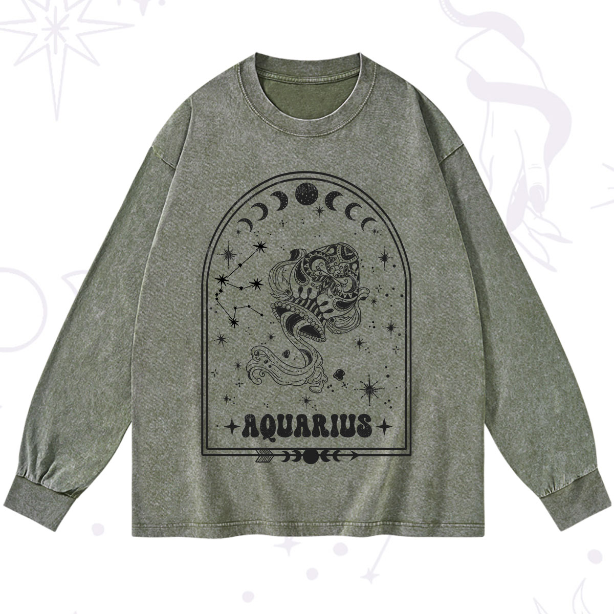 Purplehecate Zodiac Aquarius Under the Stars Washed Long Sleeve Shirt