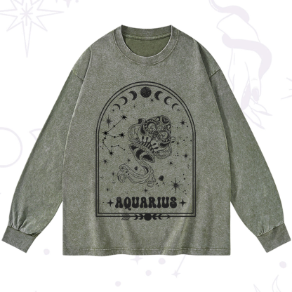 Purplehecate Zodiac Aquarius Under the Stars Washed Long Sleeve Shirt