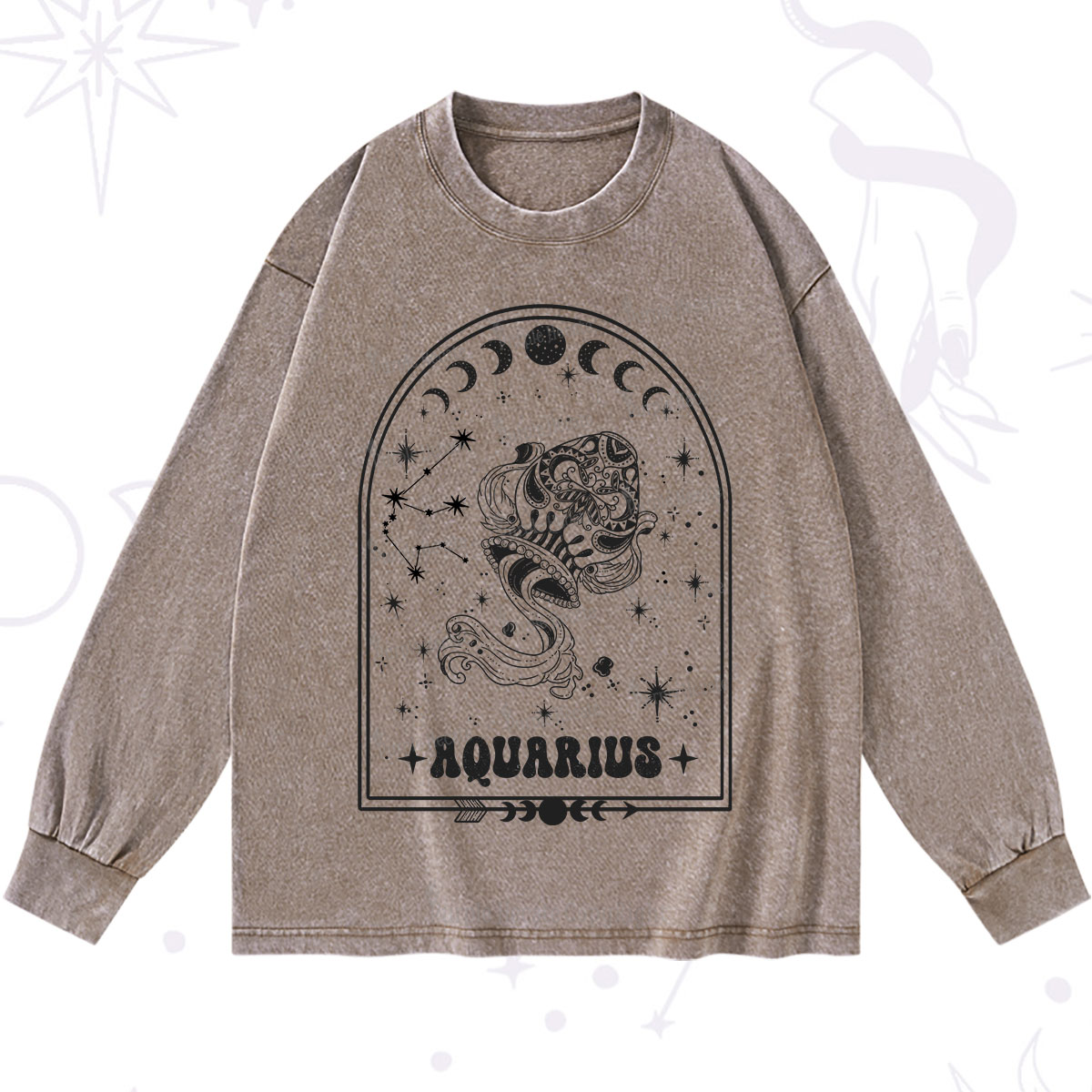 Purplehecate Zodiac Aquarius Under the Stars Washed Long Sleeve Shirt