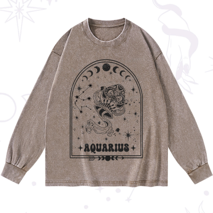Purplehecate Zodiac Aquarius Under the Stars Washed Long Sleeve Shirt