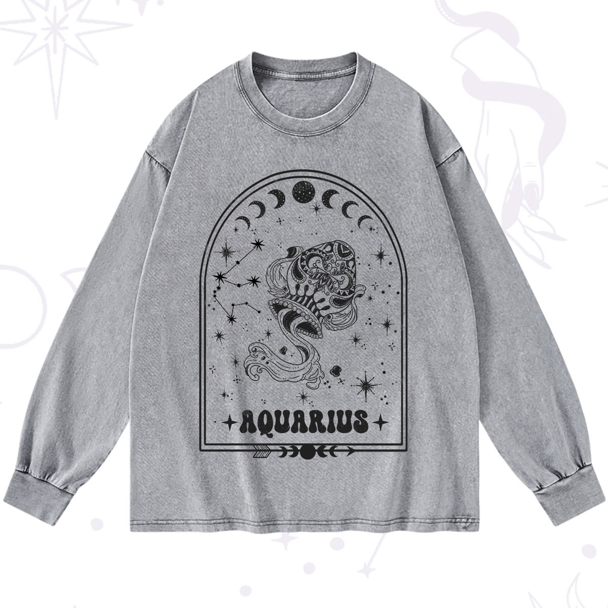Purplehecate Zodiac Aquarius Under the Stars Washed Long Sleeve Shirt