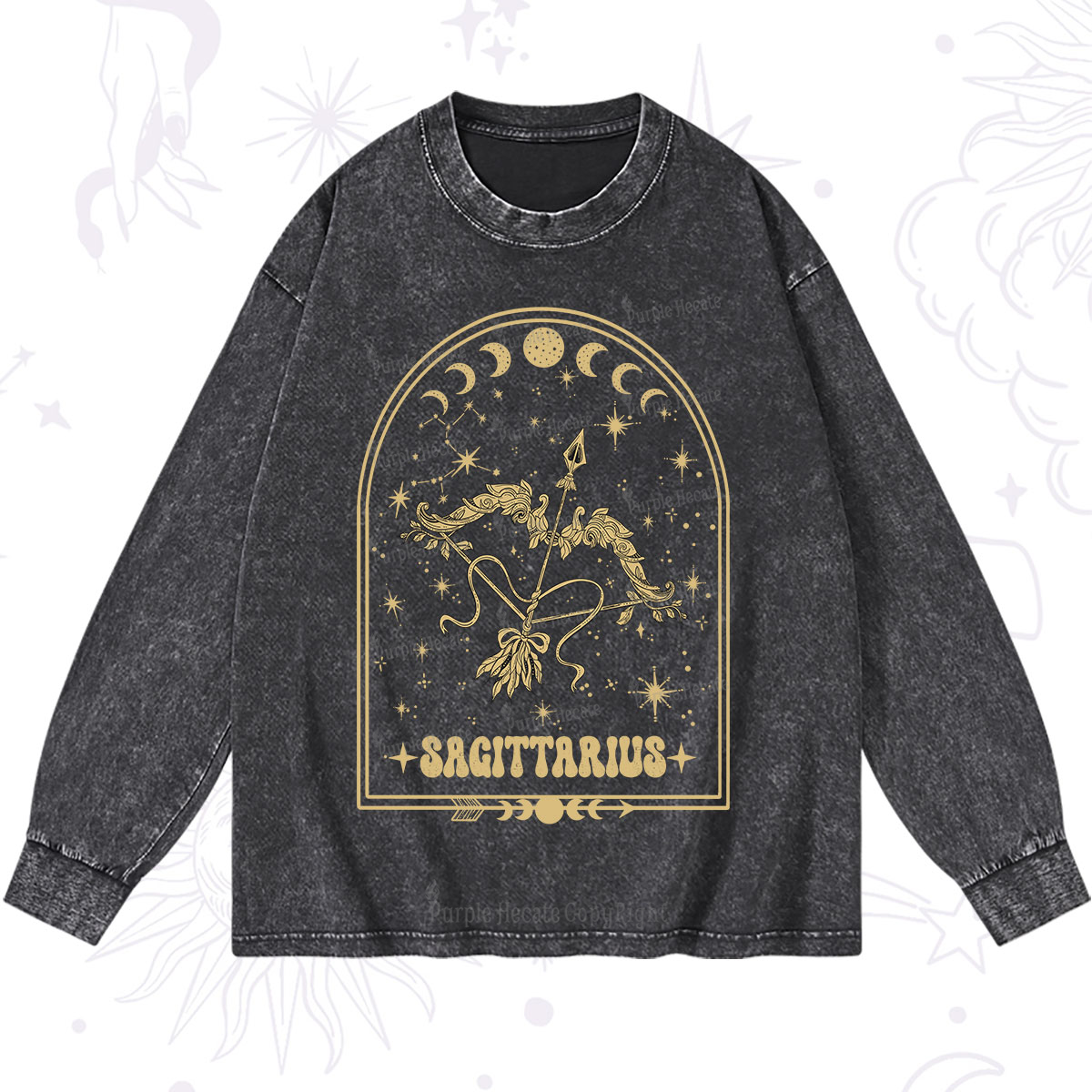Purplehecate Zodiac Sagittarius Under the Stars Washed Long Sleeve Shirt