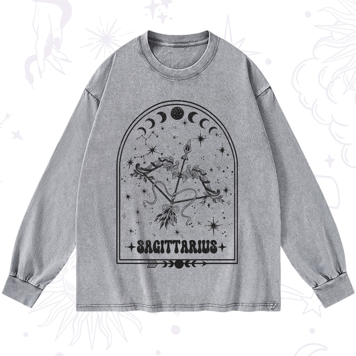 Purplehecate Zodiac Sagittarius Under the Stars Washed Long Sleeve Shirt