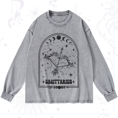 Purplehecate Zodiac Sagittarius Under the Stars Washed Long Sleeve Shirt