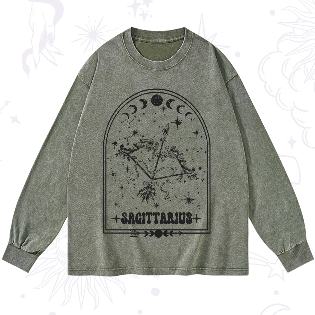 Purplehecate Zodiac Sagittarius Under the Stars Washed Long Sleeve Shirt