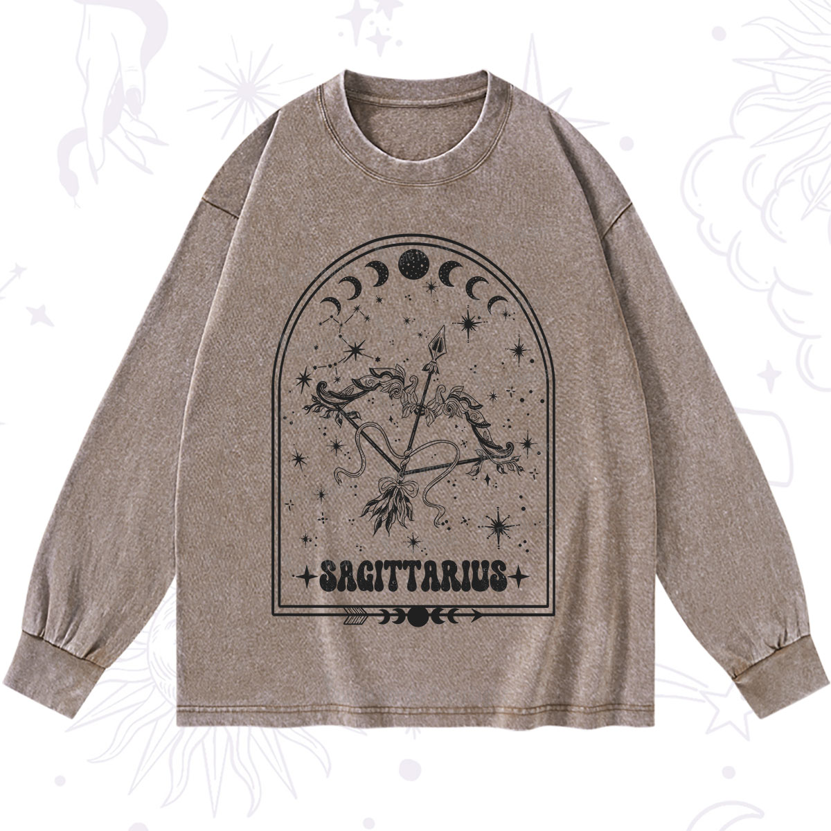Purplehecate Zodiac Sagittarius Under the Stars Washed Long Sleeve Shirt