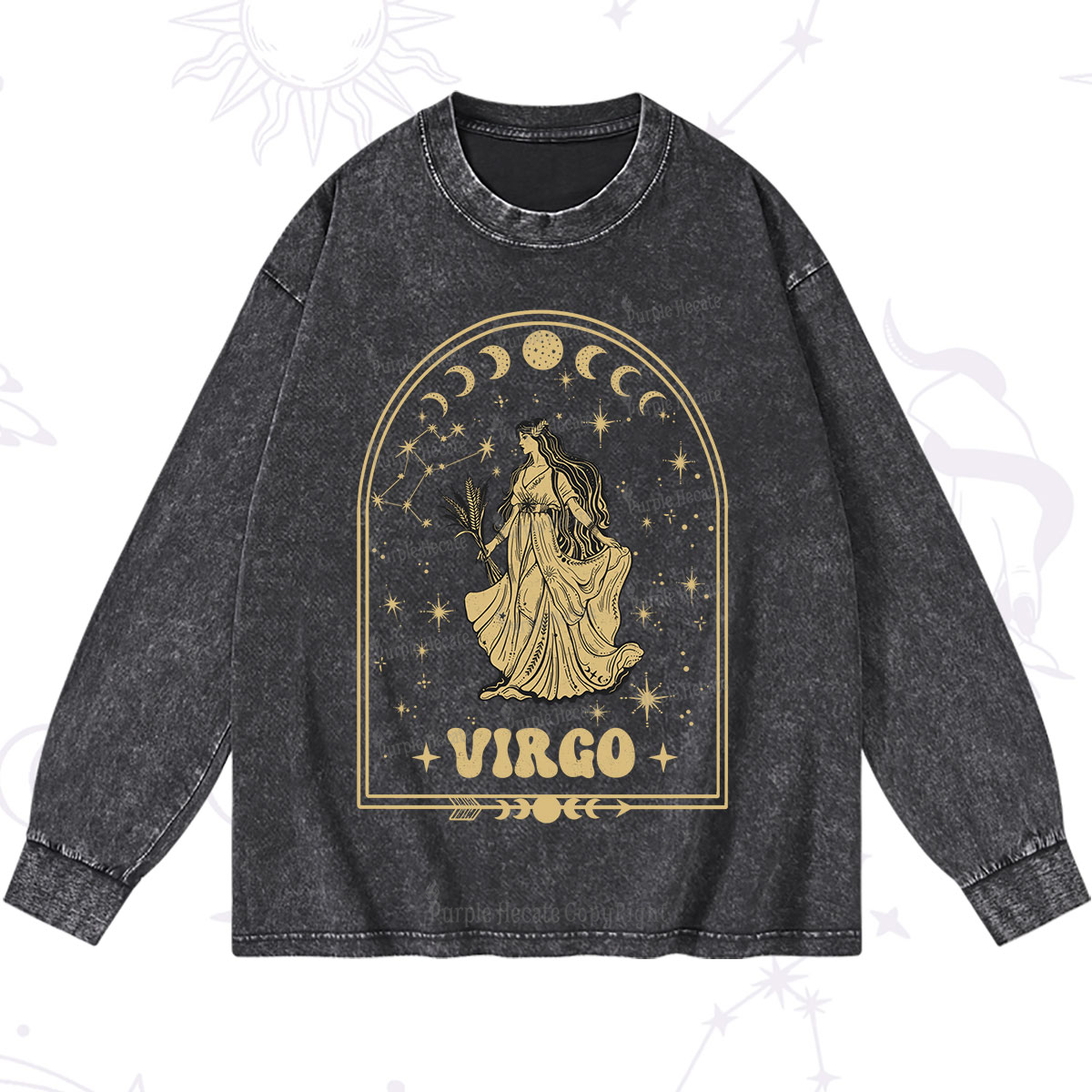 Purplehecate Zodiac Virgo Under the Stars Washed Long Sleeve Shirt