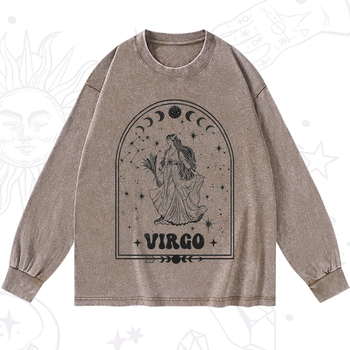 Purplehecate Zodiac Virgo Under the Stars Washed Long Sleeve Shirt