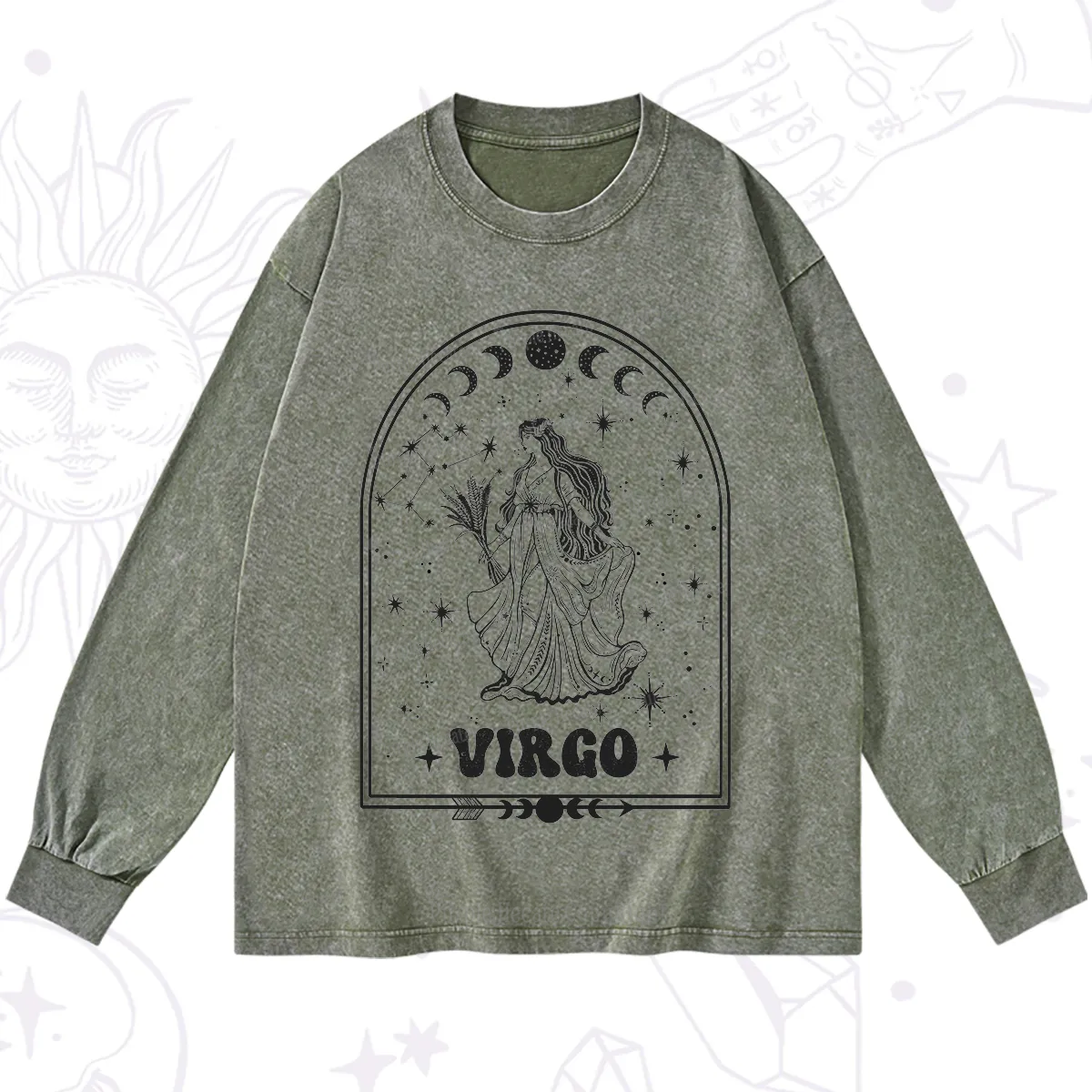 Purplehecate Zodiac Virgo Under the Stars Washed Long Sleeve Shirt