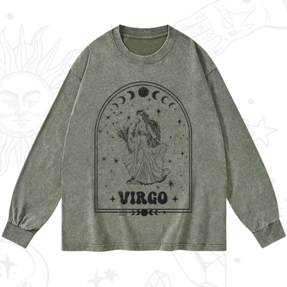 Purplehecate Zodiac Virgo Under the Stars Washed Long Sleeve Shirt