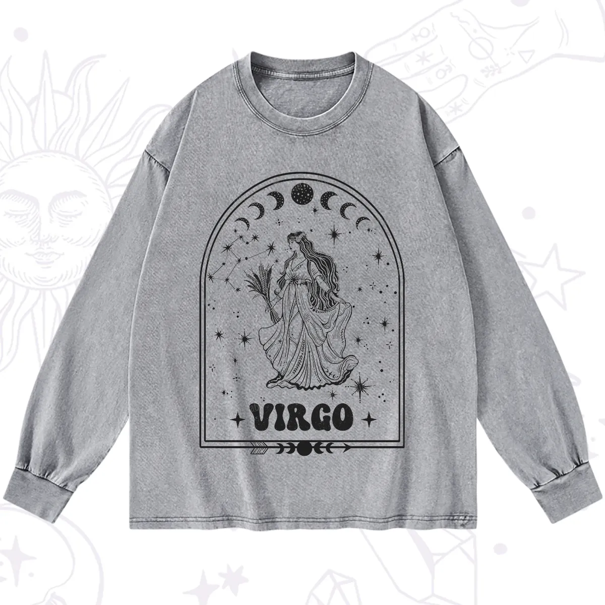Purplehecate Zodiac Virgo Under the Stars Washed Long Sleeve Shirt