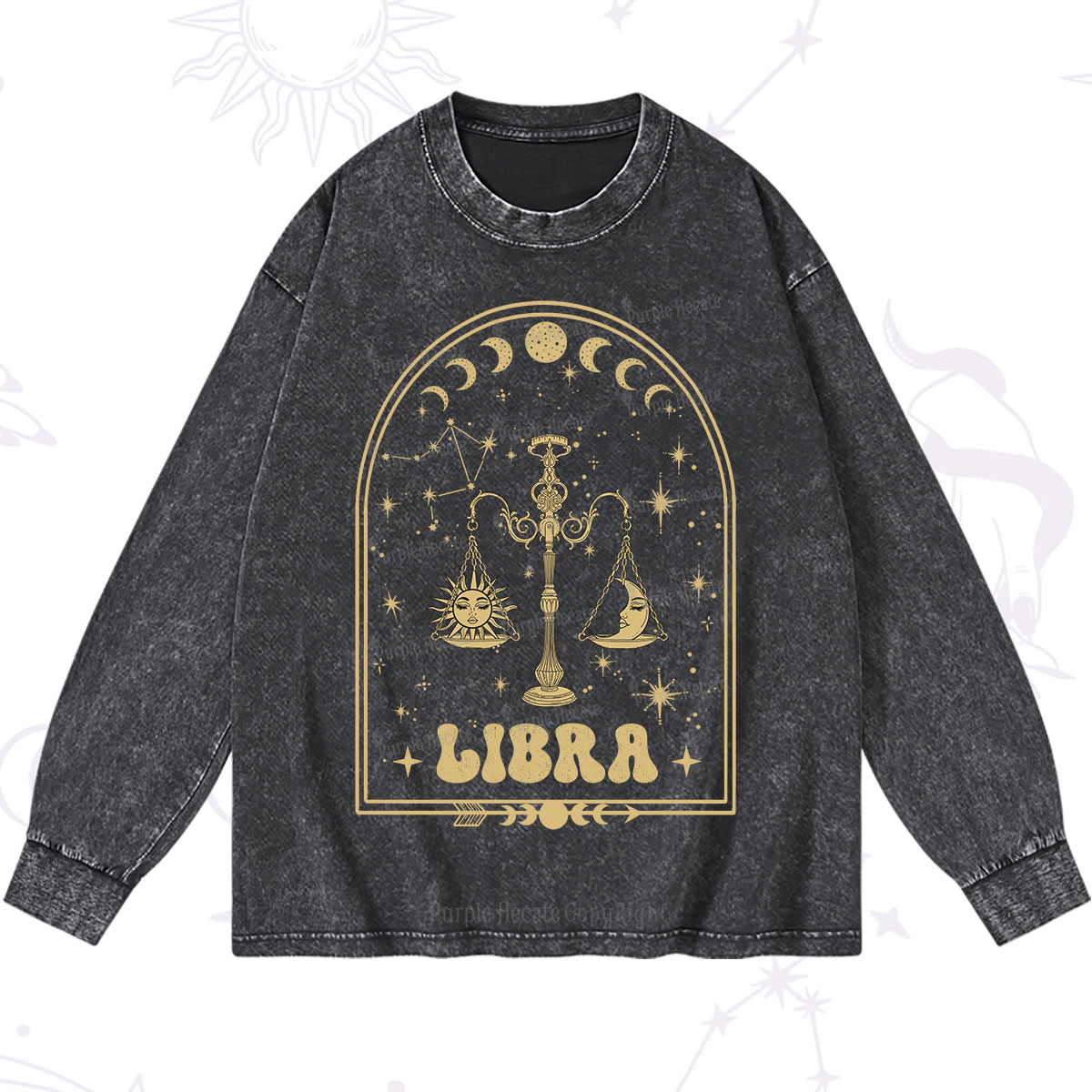 Purplehecate Zodiac Libra Under the Stars Washed Long Sleeve Shirt