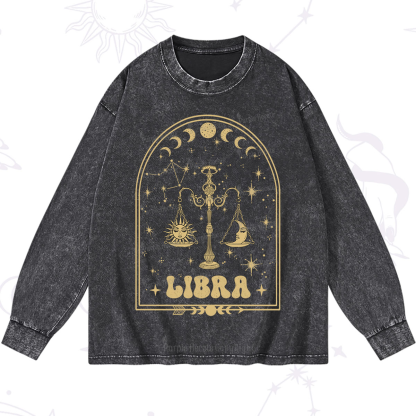 Purplehecate Zodiac Libra Under the Stars Washed Long Sleeve Shirt