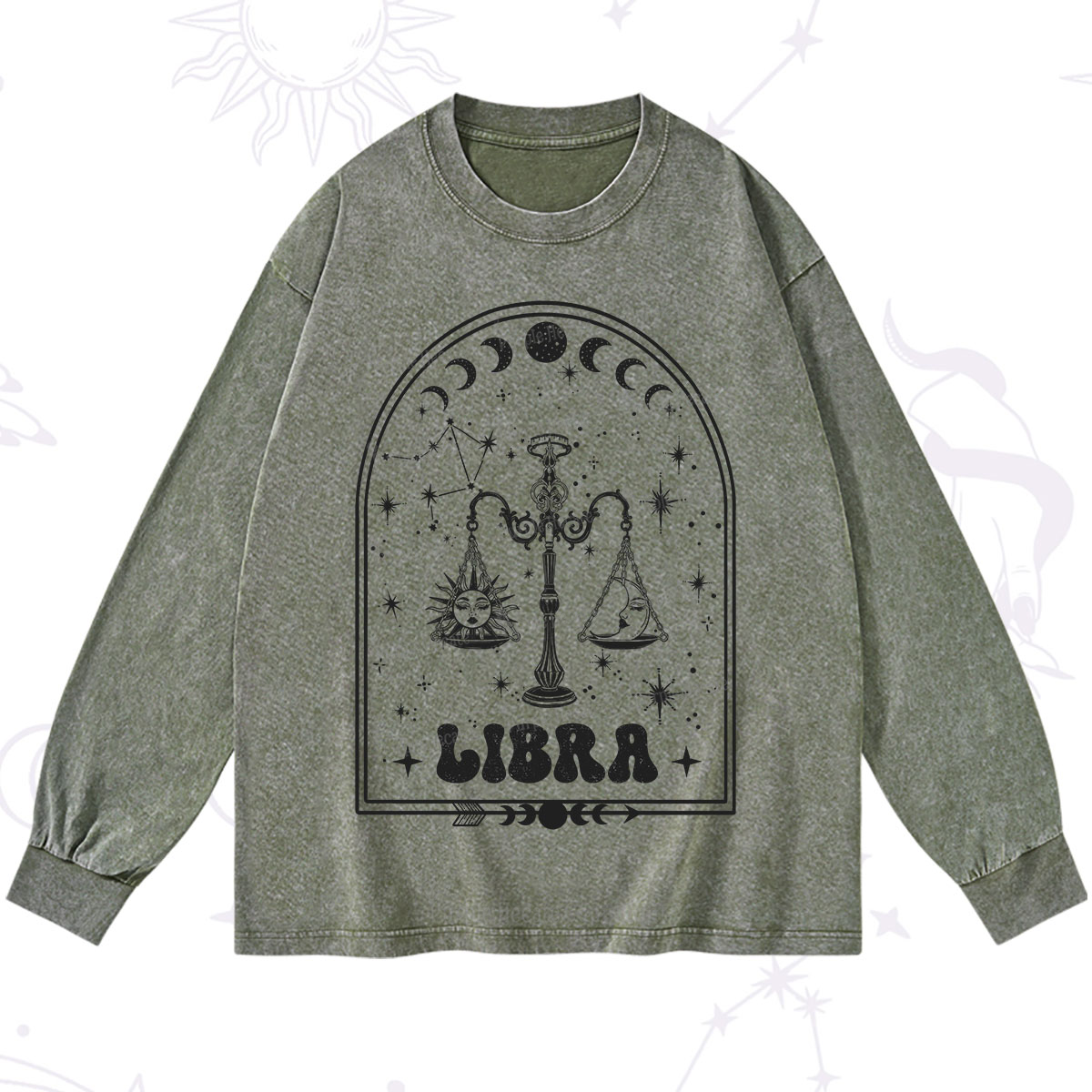 Purplehecate Zodiac Libra Under the Stars Washed Long Sleeve Shirt