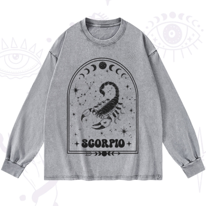 Purplehecate Zodiac Scorpio Under the Stars Washed Long Sleeve Shirt