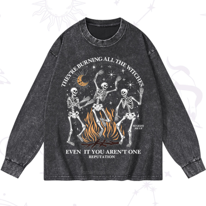 Purplehecate They're Burning All The Witches Even If You Aren't One Washed Long Sleeve Shirt