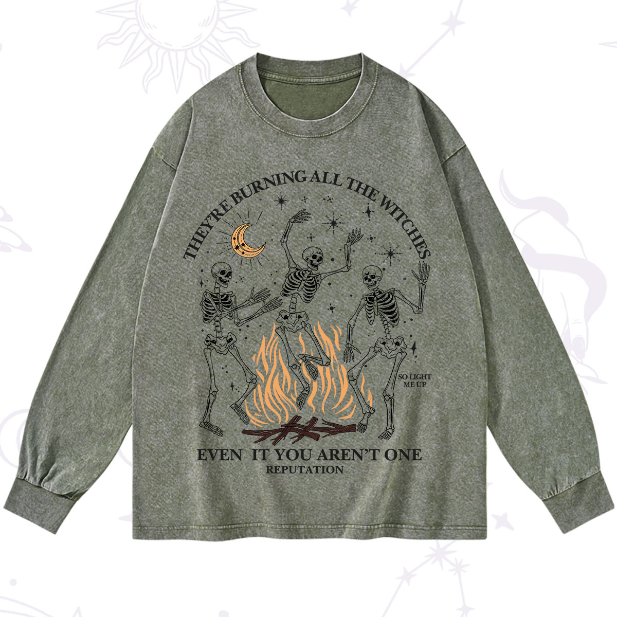 Purplehecate They're Burning All The Witches Even If You Aren't One Washed Long Sleeve Shirt