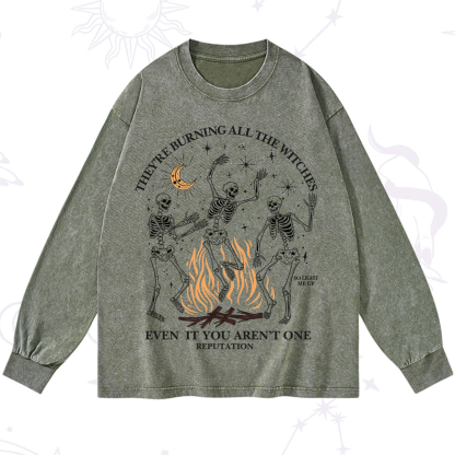 Purplehecate They're Burning All The Witches Even If You Aren't One Washed Long Sleeve Shirt