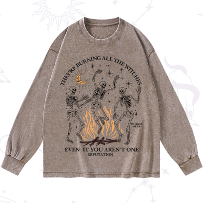 Purplehecate They're Burning All The Witches Even If You Aren't One Washed Long Sleeve Shirt