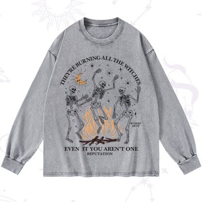 Purplehecate They're Burning All The Witches Even If You Aren't One Washed Long Sleeve Shirt