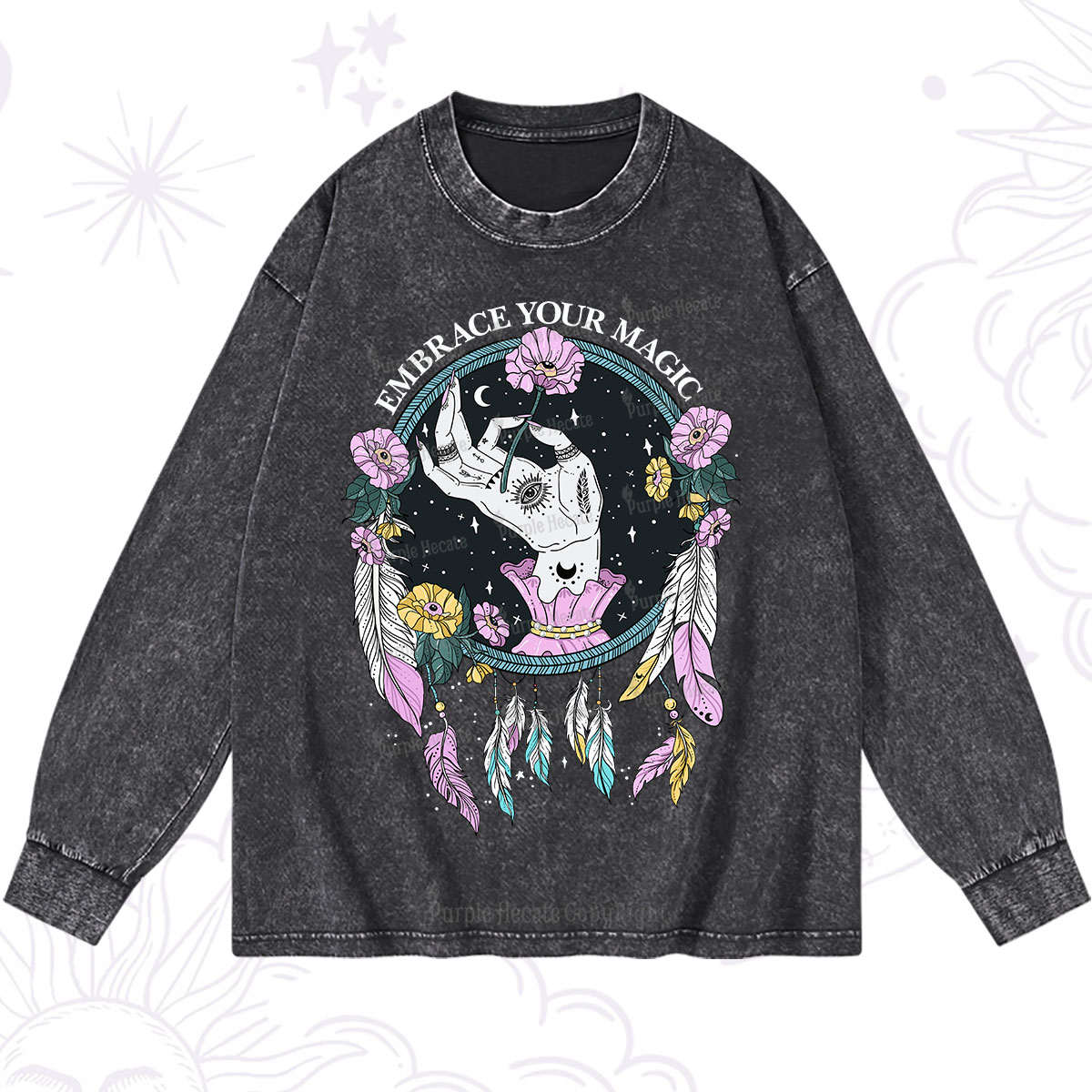 Purplehecate Embrace Your Magic Washed Long Sleeve Shirt