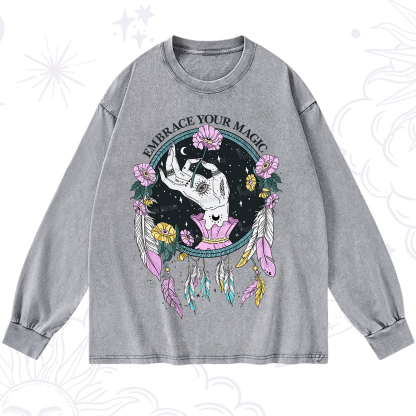 Purplehecate Embrace Your Magic Washed Long Sleeve Shirt