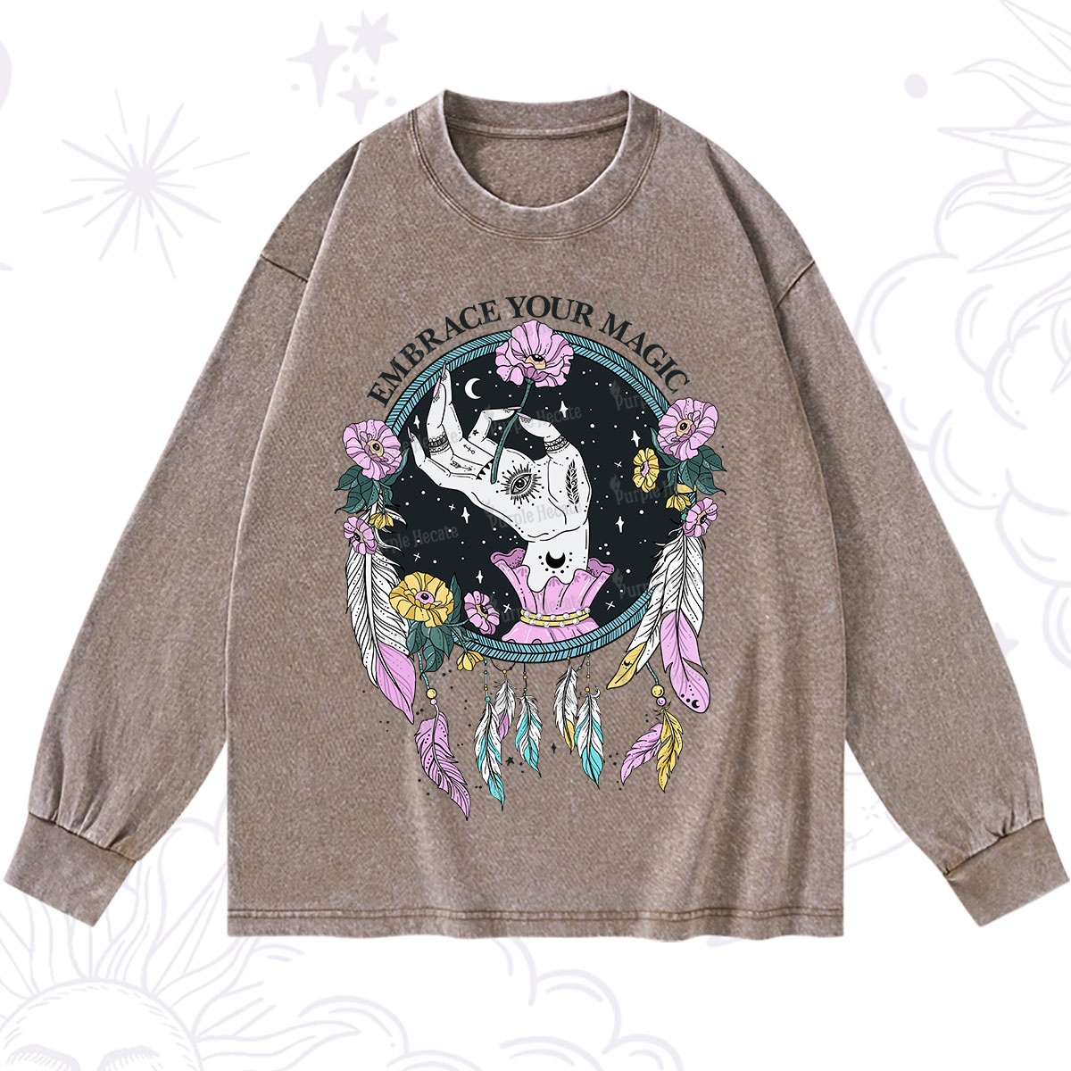 Purplehecate Embrace Your Magic Washed Long Sleeve Shirt