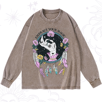 Purplehecate Embrace Your Magic Washed Long Sleeve Shirt