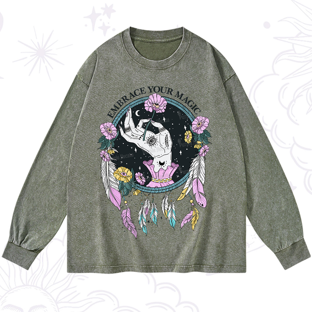 Purplehecate Embrace Your Magic Washed Long Sleeve Shirt